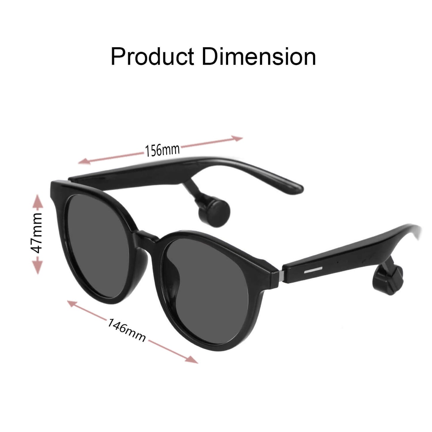 Divinus Apollo R Bone Conduction Smart Audio Sunglasses Product Dimension